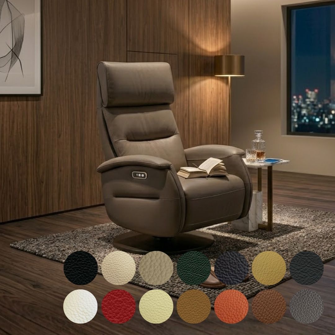 本革 リクライニングチェア パーソナルソファ 一人掛け 1人用 ハイバック 回転 2モーター トープ おしゃれ 北欧 モダン リビング 書斎 リラックス 映画鑑賞 読書 高級感 父の日 敬老の日 【Eleonora リラックス エレオノーラ  幅75cm 本革1mm厚 LELAX】