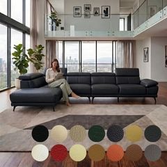 総革 本革 ソファー 3人掛け 4人掛け 大型 サロン カウチソファ イタリア革レザー ソファセット 362cm コーナーソファ ワイド 特大 オットマン ヘッドレスト 可動 アームレスト 応接室 リビング 高級 【Vito ヴィトー 幅362cm 本革1ｍｍ 総革 LELAX】