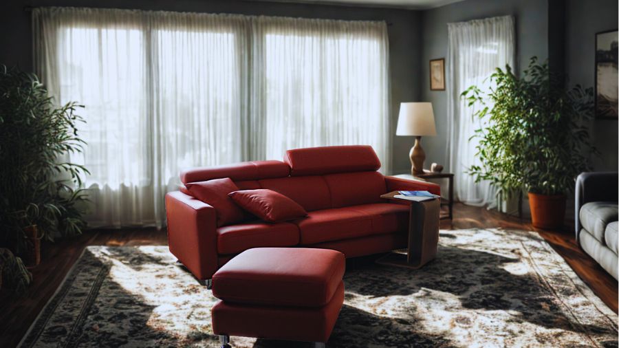 【美品】【本革】存在感抜群！高級赤レザー L字ソファ 320cm※直接引取り 値下げしました!! ニトリ 本革 ソファ カウチソファ L字ソファ