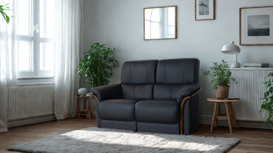 村内家具　ハイバック　レザーソファ　本革　ブラック　2人がけソファ 村内家具 ハイバック レザーソファ 本革 ブラック 2人がけソファ