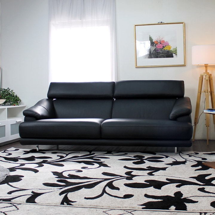 ソファー 革 レザー ソファ 本革 3人掛けソファ ワイド2人掛けソファ ハイバック ローバック 2シート ヘッドレスト 奥行 深い シンプル モダン イタリア社製ブランド Valerie ヴァレリー 選べる2サイズ 幅203cm/181cm 本革 半革 厚革1.5mm厚