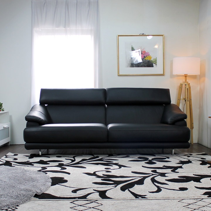 ソファー 革 レザー ソファ 本革 3人掛けソファ ワイド2人掛けソファ ハイバック ローバック 2シート ヘッドレスト 奥行 深い シンプル モダン イタリア社製ブランド Valerie ヴァレリー 選べる2サイズ 幅203cm/181cm 本革 半革 厚革1.5mm厚