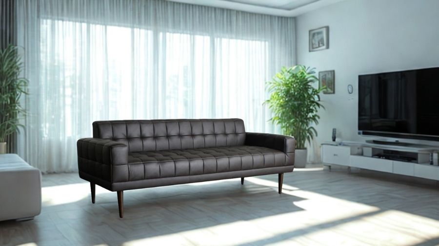 ソファ ソファー 革 レザー 本革 3人掛けソファ ダイニングソファ ラウンジソファ コンパクト ローバック 応接ソファ シンプル 会議室 オフィス 待合室 ロビー 黒 ブラック Lelax Quadro リラックス クアドロ 幅185cm 本革 半革 1mm厚