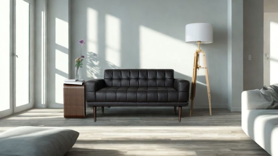 ソファ ソファー 革 レザー 本革  2人掛け コンパクト ダイニングソファ ラウンジソファ ローバック 応接ソファ モダン 会議室 オフィス 待合室 ロビー 黒 ブラック Lelax Quadro リラックス クアドロ 幅133cm 本革 半革 1mm厚