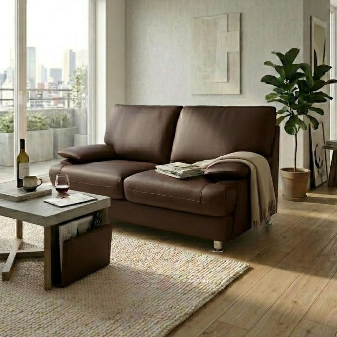 ソファ ソファー 革 レザー 2人掛けソファ 本革ソファ コンパクトソファ ローバックソファ シンプルソファ 2シートソファ モダンソファ Serenite セレニテ 幅145cm 本革 厚革1.5mm厚 半革