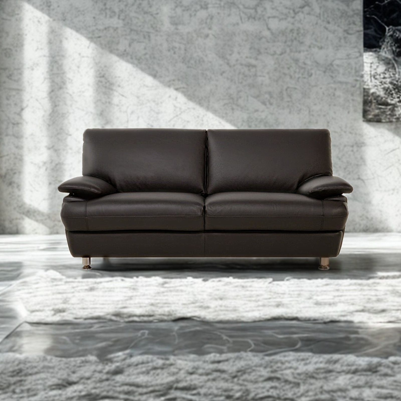 ソファ ソファー 革 レザー 3人掛けソファ 本革ソファ コンパクトソファ ローバックソファ シンプルソファ 2シートソファ モダンソファ Serenite セレニテ 幅175cm 本革 厚革1.5mm厚 半革