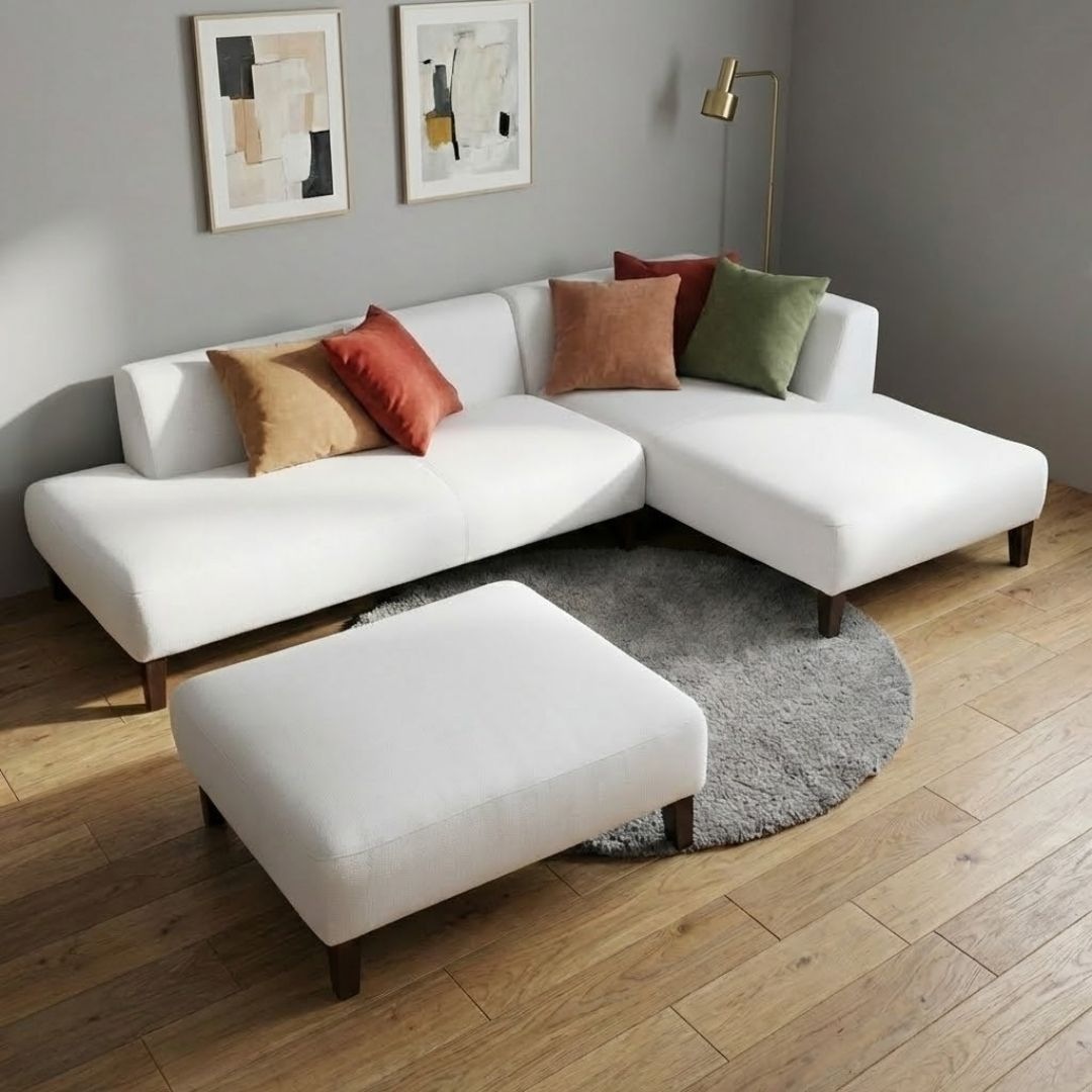 ソファ ソファー カウチソファ 3人掛けソファ 2人掛けソファ コーナーソファ カバーリングソファ ワイド 大型 コーナー L字 ローバック シンプル オットマン付き 白 ホワイト Lelax Luminoso リラックス ルミノソ 幅249cm 布地