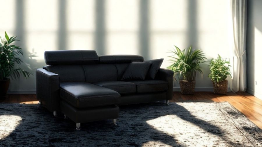 ソファー 革 レザー ソファ 本革 カウチソファ 3人掛けソファ コンパクト コーナー L字 ハイバック ローバック ヘッドレスト 3シート シンプル 黒 Lelax Vogue リラックス ヴォーグ 幅196cm 本革 半革 厚革1.5mm厚