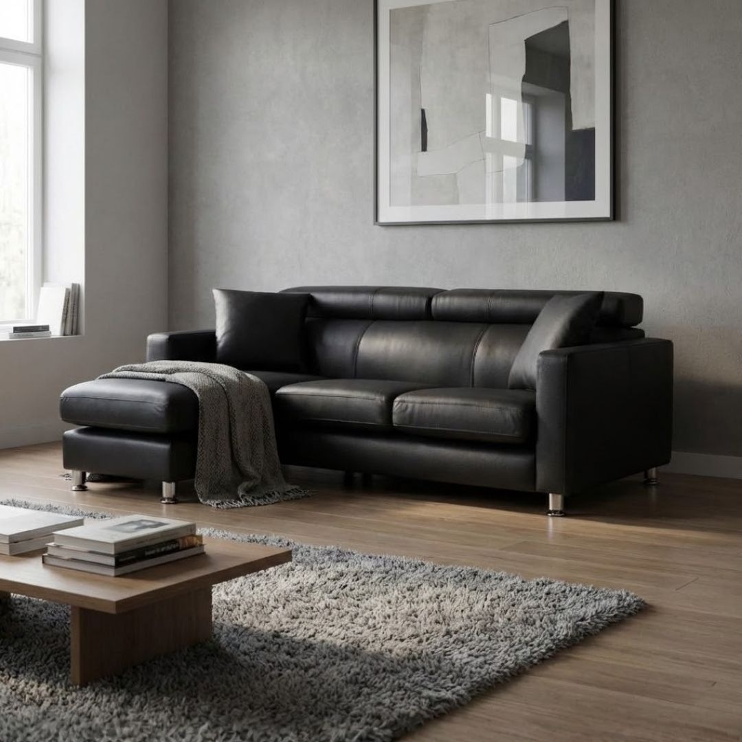 ソファ ソファー 革 レザー 本革 カウチソファ 3人掛けソファ コンパクト カウチ コーナー L字 ハイバック ローバック ヘッドレスト 3シート シンプル 白 Lelax Vogue リラックス ヴォーグ 幅196cm 本革 半革 1mm厚