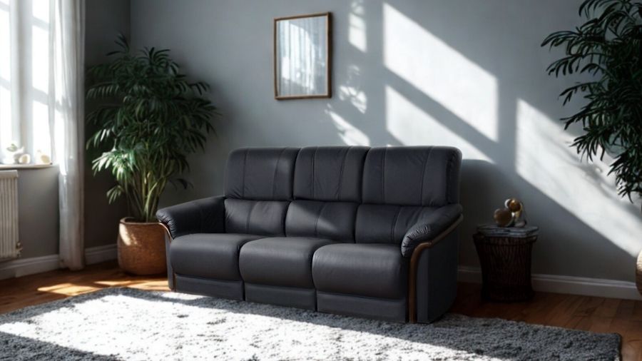 ソファ ソファー 革 レザー 本革  3人掛け コンパクト ダイニングソファ ラウンジソファ ハイバック 3シート 応接ソファ モダン 会議室 オフィス 待合室 ロビー パープル/グレイ Eterna エテルナ 幅192cm 本革 半革 1mm厚