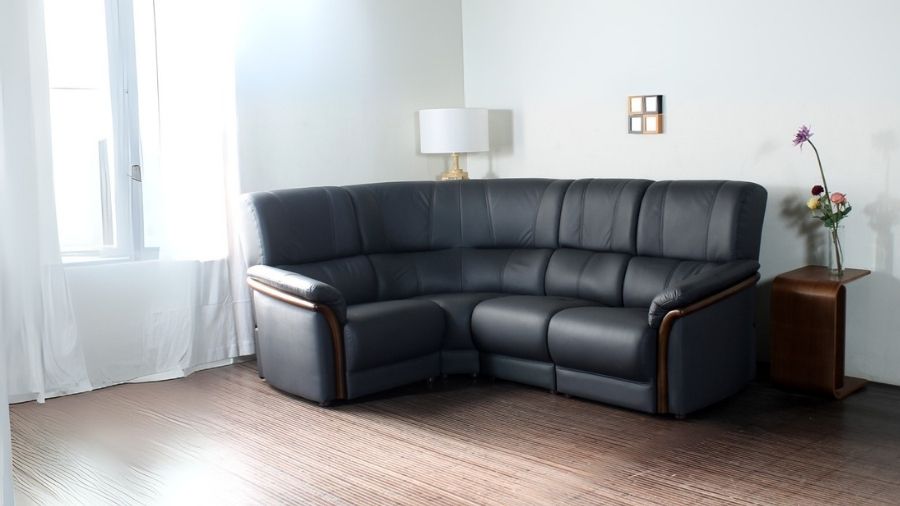 ソファ ソファー 革 レザー 本革  4人掛け コーナーソファ ダイニングソファ ラウンジソファ ハイバック 4シート 大型ソファ 応接ソファ モダン 会議室 オフィス 待合室 ロビー パープル/グレイ Eterna エテルナ 幅217cm 本革 半革 1mm厚