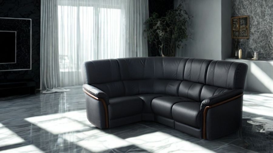 ソファ ソファー 革 レザー 本革  4人掛け コーナーソファ ダイニングソファ ラウンジソファ ハイバック 4シート 大型ソファ 応接ソファ モダン 会議室 オフィス 待合室 ロビー パープル/グレイ Eterna エテルナ 幅217cm 本革 半革 1mm厚