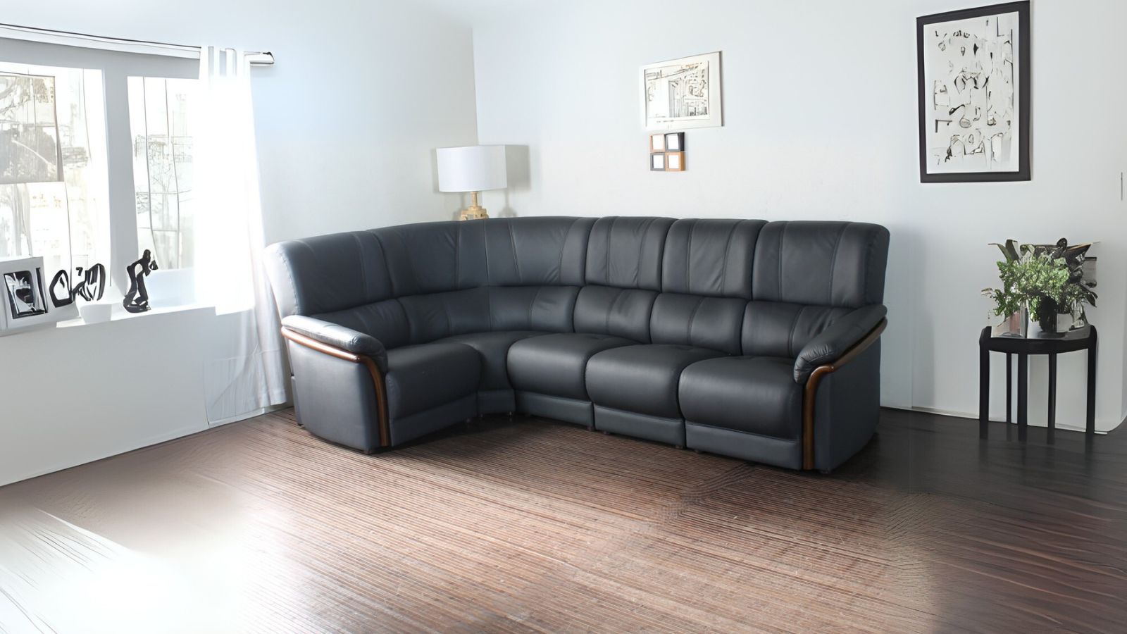 ソファ ソファー 革 レザー 本革  5人掛け コーナーソファ ダイニングソファ ラウンジソファ ハイバック 5シート 大型ソファ 応接ソファ モダン 会議室 オフィス 待合室 ロビー パープル/グレイ Eterna エテルナ 幅267cm/幅217cm 本革 半革 1mm厚