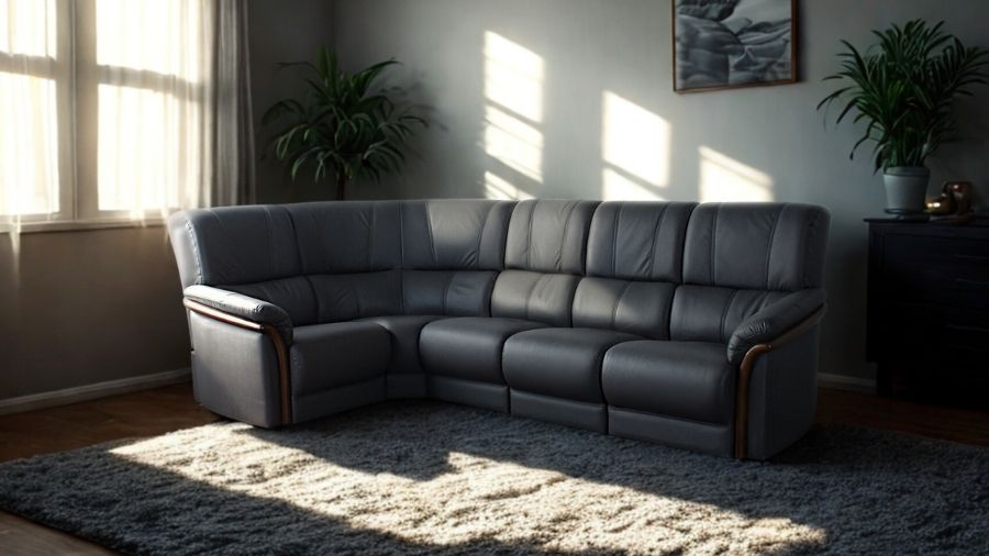 ソファ ソファー 革 レザー 本革  5人掛け コーナーソファ ダイニングソファ ラウンジソファ ハイバック 5シート 大型ソファ 応接ソファ モダン 会議室 オフィス 待合室 ロビー パープル/グレイ Eterna エテルナ 幅267cm/幅217cm 本革 半革 1mm厚