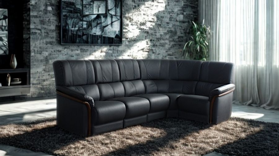 ソファ ソファー 革 レザー 本革  5人掛け コーナーソファ ダイニングソファ ラウンジソファ ハイバック 5シート 大型ソファ 応接ソファ モダン 会議室 オフィス 待合室 ロビー パープル/グレイ Eterna エテルナ 幅267cm/幅217cm 本革 半革 1mm厚