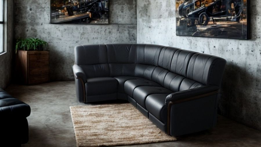 ソファ ソファー 革 レザー 本革  5人掛け コーナーソファ ダイニングソファ ラウンジソファ ハイバック 5シート 大型ソファ 応接ソファ モダン 会議室 オフィス 待合室 ロビー パープル/グレイ Eterna エテルナ 幅267cm/幅217cm 本革 半革 1mm厚