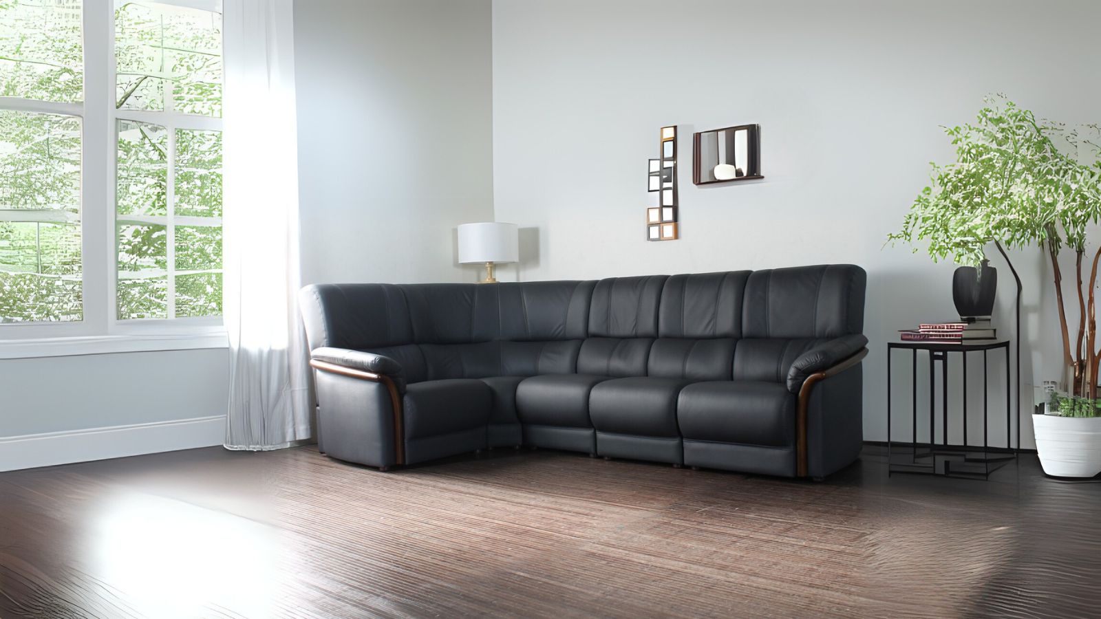 ソファ ソファー 革 レザー 本革  5人掛け コーナーソファ ダイニングソファ ラウンジソファ ハイバック 5シート 大型ソファ 応接ソファ モダン 会議室 オフィス 待合室 ロビー パープル/グレイ Eterna エテルナ 幅267cm/幅217cm 本革 半革 1mm厚