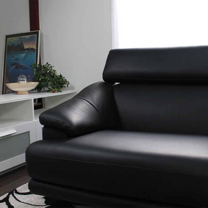 ソファ ソファー 革 レザー 本革 3人掛けソファ ワイド 2人掛け ハイバック ローバック ヘッドレスト付き 奥行 深い 2シート シンプル モダン Valerie ヴァレリー 選べる2サイズ 幅203cm/181cm 本革 半革 本革1mm厚