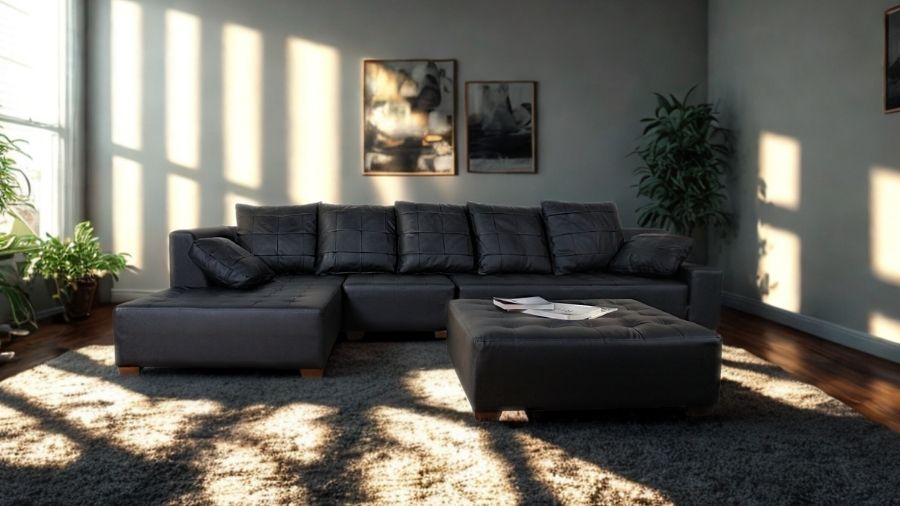 ソファー 革 レザー ソファ 本革 カウチソファ 4人掛けソファ ワイド 大型 コーナー L字 ローバック シンプル モダン アームレスソファ付き Sogno di Lusso-306 ソーニョ デ ルッソ 幅306cm 本革 半革 厚革1.5mm厚