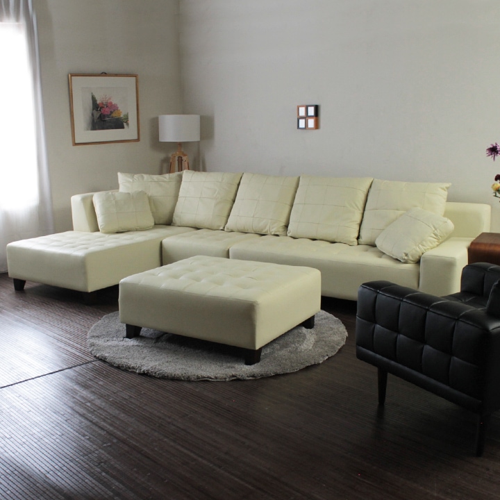 ソファー 革 レザー ソファ 本革 カウチソファ 4人掛けソファ ワイド 大型 コーナー L字 ローバック シンプル モダン アームレスソファ付き Sogno di Lusso-306 ソーニョ デ ルッソ 幅306cm 本革 半革 厚革1.5mm厚