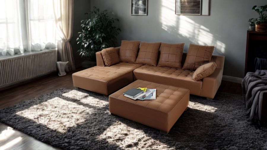 ソファ ソファー 革 レザー 本革 カウチソファ 3人掛けソファ ワイド 大型 コーナー L字 ローバック シンプル モダン オットマン付き Sogno di Lusso-246 リラックス ソーニョ デ ルッソ 幅246cm 本革 半革 厚革1.5mm厚