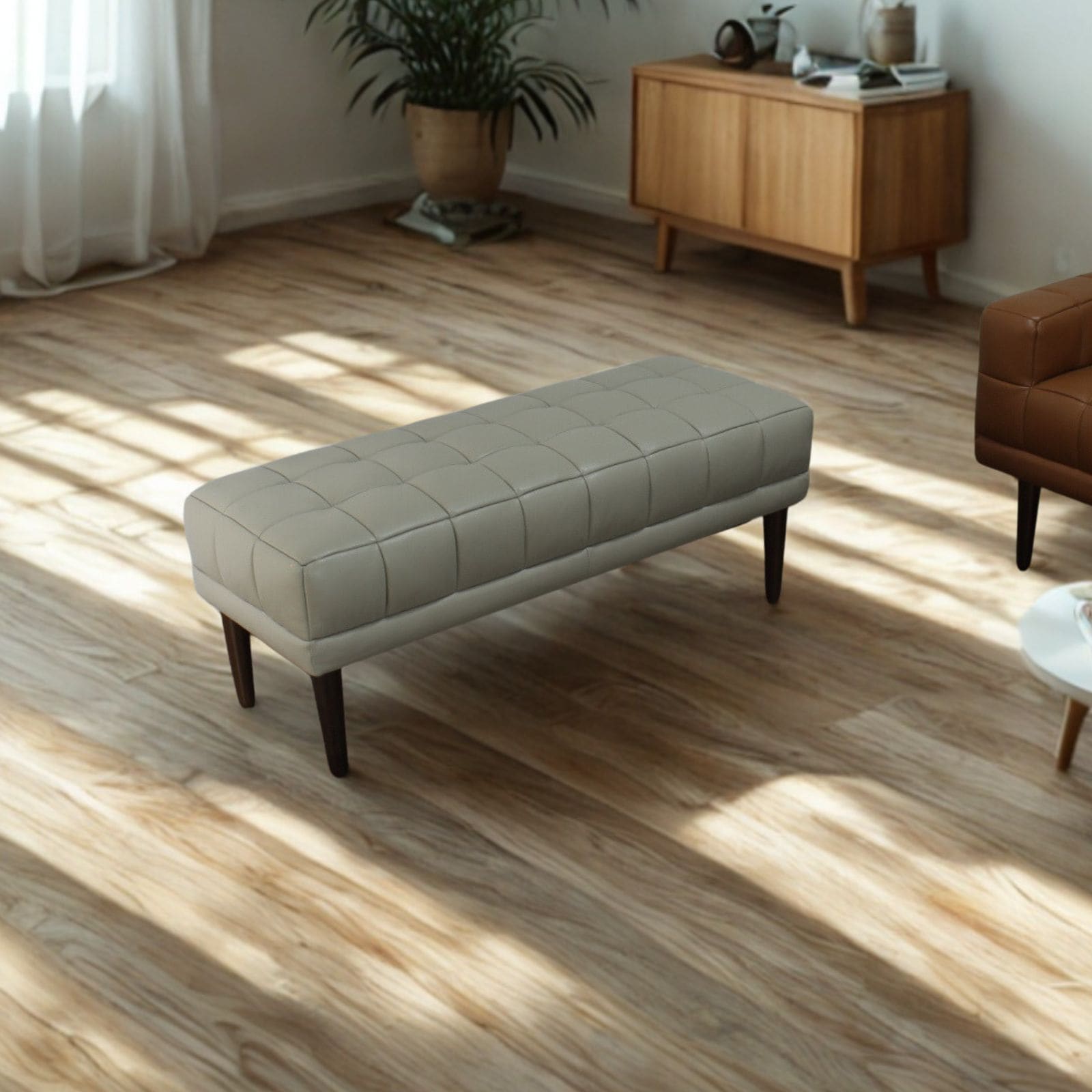 ソファ ソファー 革 レザー 本革 ベンチタイプ アイランドソファ 2人掛けソファ オットマン ダイニングソファ ラウンジソファ コンパクト ローソファ 応接ソファ シンプル 会議室 オフィス 待合室 ロビー  Quadro Panca クアドロ パンカ 幅108cm 本革 半革 1mm厚