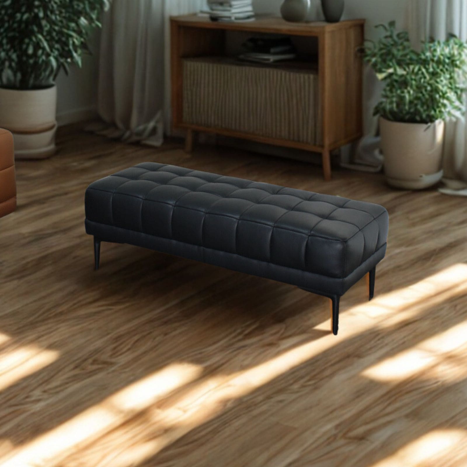 ソファ ソファー 革 レザー 本革 ベンチタイプ アイランドソファ 2人掛けソファ オットマン ダイニングソファ ラウンジソファ コンパクト ローソファ 応接ソファ シンプル 会議室 オフィス 待合室 ロビー  Quadro Panca クアドロ パンカ 幅108cm 本革 半革 1mm厚