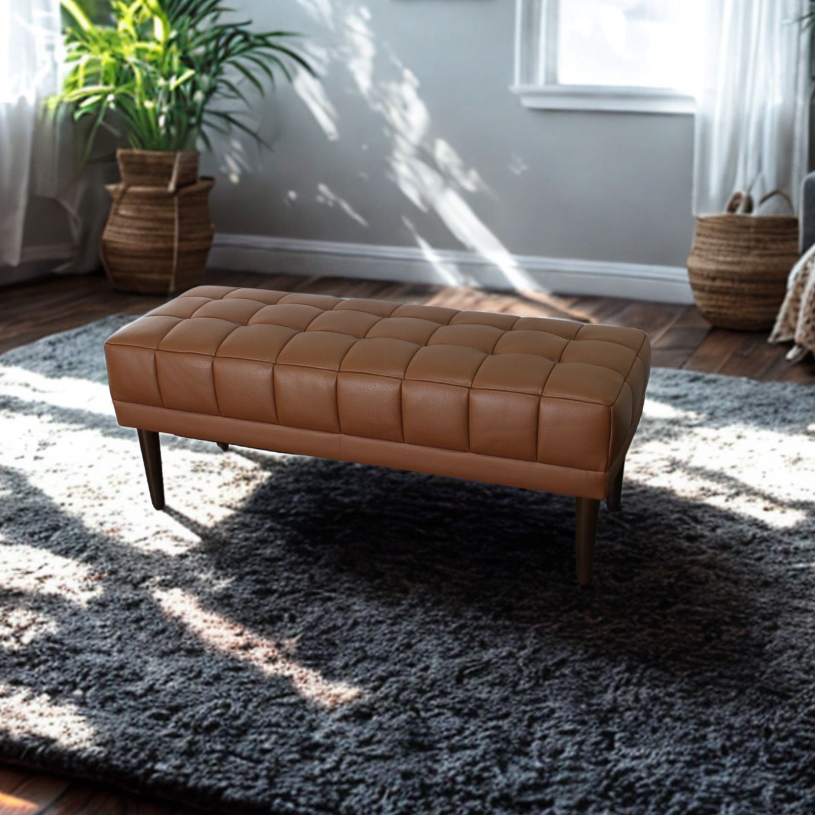 ソファ ソファー 革 レザー 本革 ベンチタイプ アイランドソファ 2人掛けソファ オットマン ダイニングソファ ラウンジソファ コンパクト ローソファ 応接ソファ シンプル 会議室 オフィス 待合室 ロビー  Quadro Panca クアドロ パンカ 幅108cm 本革 半革 厚革1.5mm厚