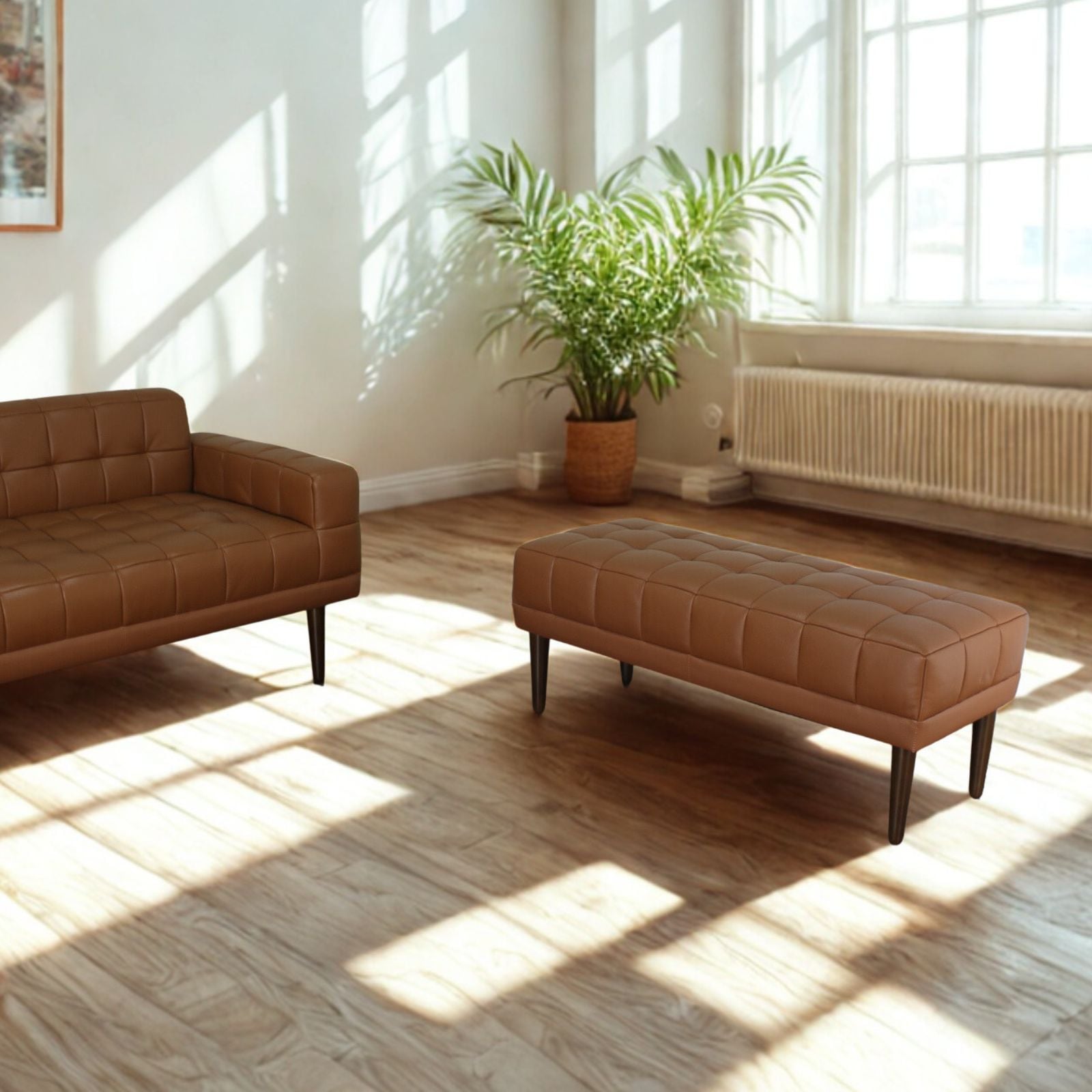 ソファ ソファー 革 レザー 本革 ベンチタイプ アイランドソファ 2人掛けソファ オットマン ダイニングソファ ラウンジソファ コンパクト ローソファ 応接ソファ シンプル 会議室 オフィス 待合室 ロビー  Quadro Panca クアドロ パンカ 幅108cm 本革 半革 厚革1.5mm厚
