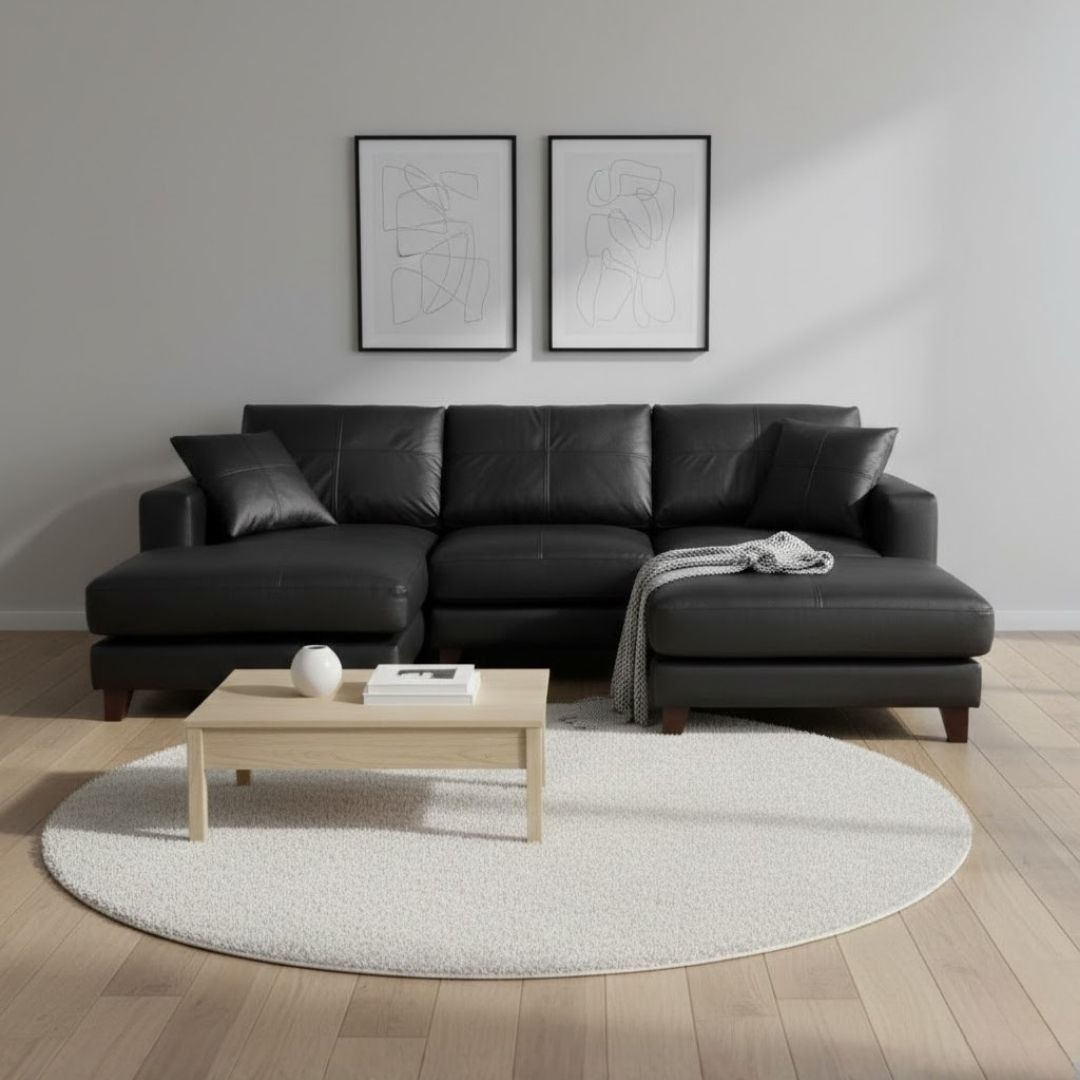 ソファー 革 レザー ソファ 本革 カウチソファ 3人掛けソファ ワイド 大型 大きい カウチ コーナー L字 ローバック シンプル 3シート 黒 ブラック Lelax Vivace-250 リラックス ヴィヴァーチェ 幅250cm 本革 半革 本革1mm厚