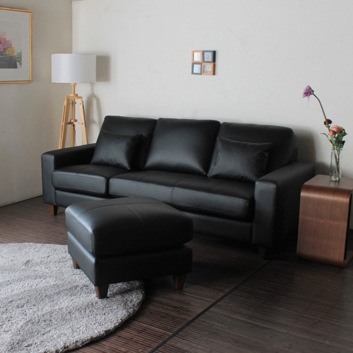 ソファー 革 レザー ソファ 本革 カウチソファ 3人掛けソファ コンパクト コーナー L字 ローバック 3シート シンプル モダン ポケットコイル ブラック Lelax Valencia-C リラックス バレンシア 幅198cm 本革 総革 1mm厚