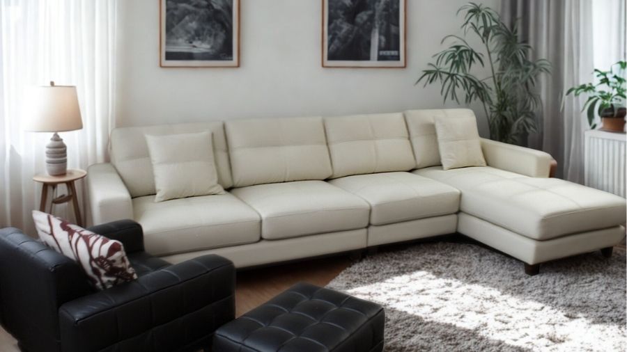 ソファ ソファー 革 レザー 本革 カウチソファ 4人掛けソファ ワイド 大型 コーナー L字 ローバック シンプル 4シート モダン アームレスソファ付き Lelax Vivace-323 リラックス ヴィヴァーチェ 幅323cm 本革 半革 本革1mm厚