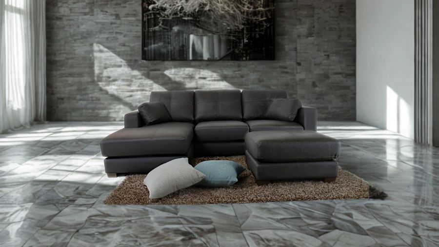 ソファ ソファー 革 レザー 本革 カウチソファ 3人掛けソファ コンパクト カウチ コーナー L字 ローバック 3シート シンプル モダン オットマン付き Lelax Vivace-220 リラックス ヴィヴァーチェ 幅220cm 本革 半革 1mm厚