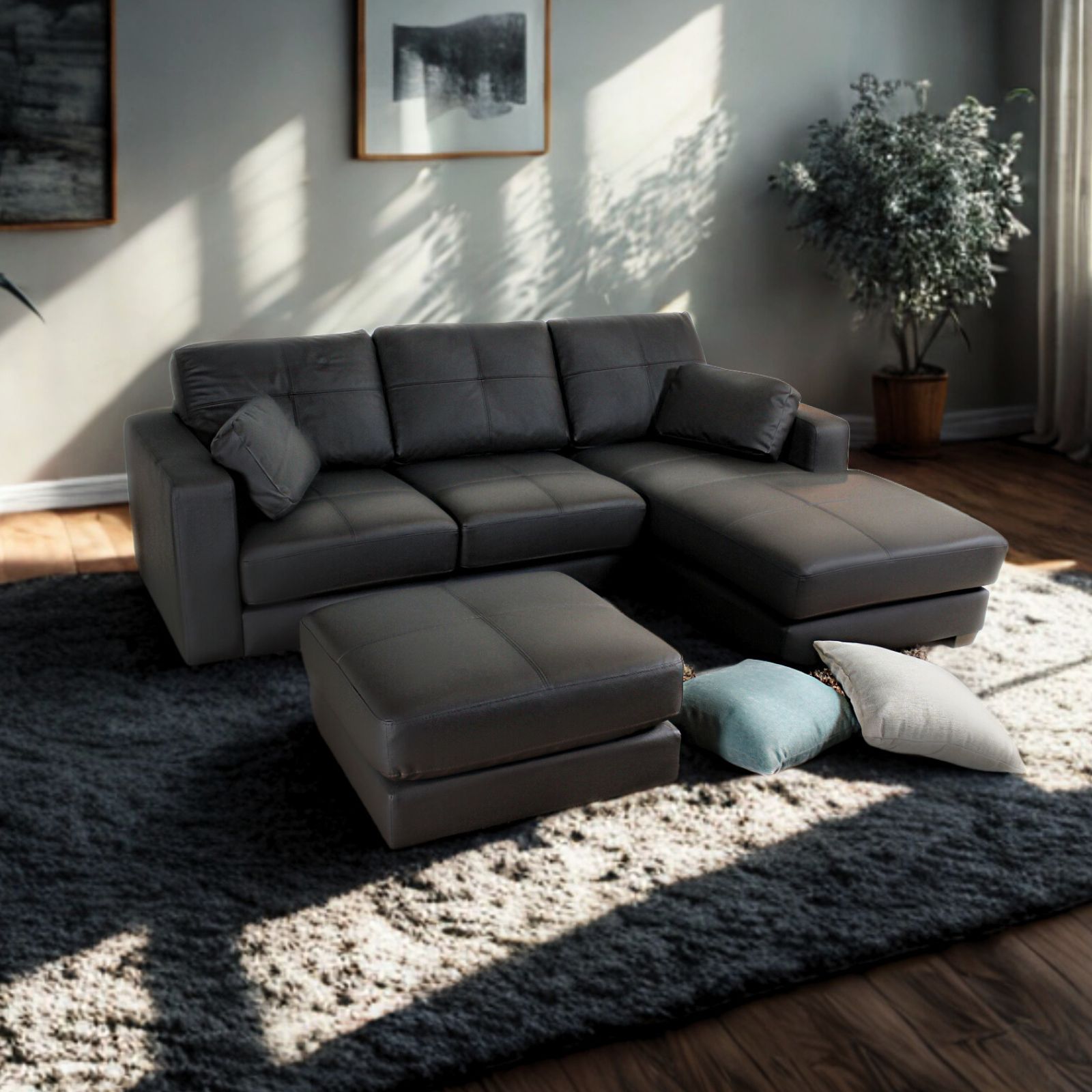 ソファ ソファー 革 レザー 本革 カウチソファ 3人掛けソファ コンパクト カウチ コーナー L字 ローバック 3シート シンプル モダン オットマン付き Lelax Vivace-220 リラックス ヴィヴァーチェ 幅220cm 本革 半革 1mm厚