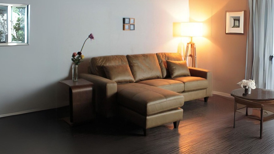 ソファー ソファ カウチソファ 3人掛けソファ コンパクト カウチ コーナー L字 ローバック 3シート シンプル モダン ポケットコイル クッション付き 茶 ブラウン ヴィンテージ調 Lelax Valencia-C リラックス バレンシア 幅198cm 布地 合成皮革