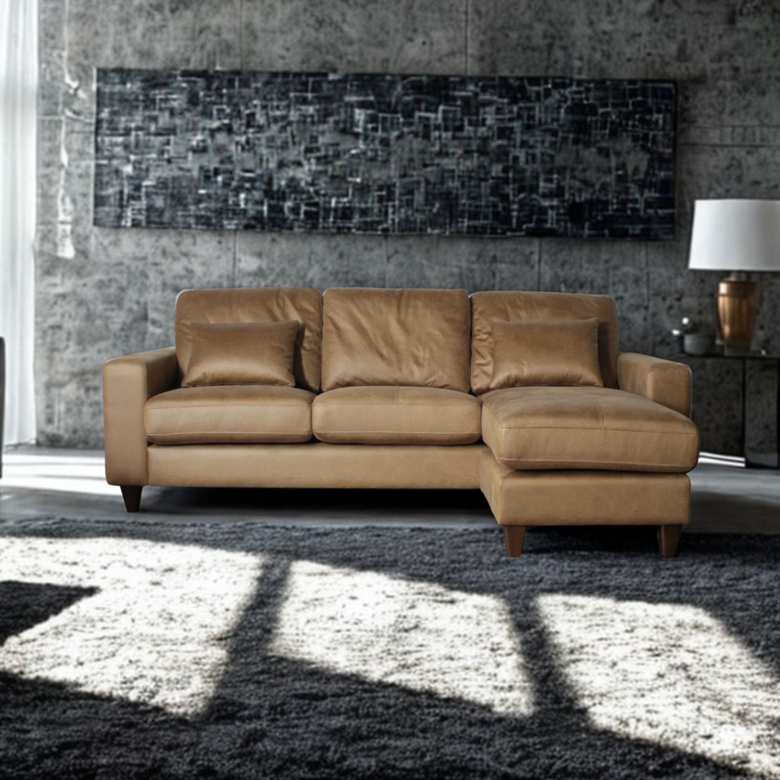 ソファー ソファ カウチソファ 3人掛けソファ コンパクト カウチ コーナー L字 ローバック 3シート シンプル モダン ポケットコイル クッション付き 茶 ブラウン ヴィンテージ調 Lelax Valencia-C リラックス バレンシア 幅198cm 布地 合成皮革