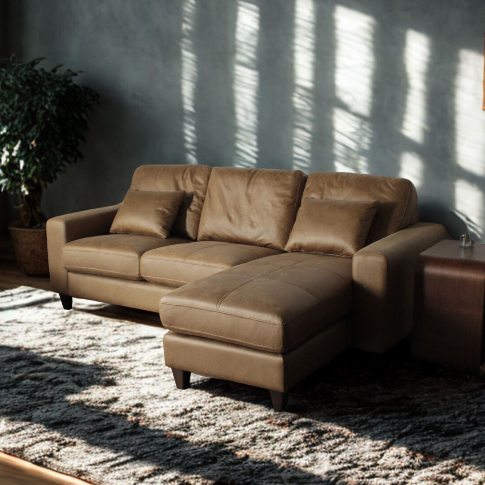 ソファー ソファ カウチソファ 3人掛けソファ コンパクト カウチ コーナー L字 ローバック 3シート シンプル モダン ポケットコイル クッション付き 茶 ブラウン ヴィンテージ調 Lelax Valencia-C リラックス バレンシア 幅198cm 布地 合成皮革