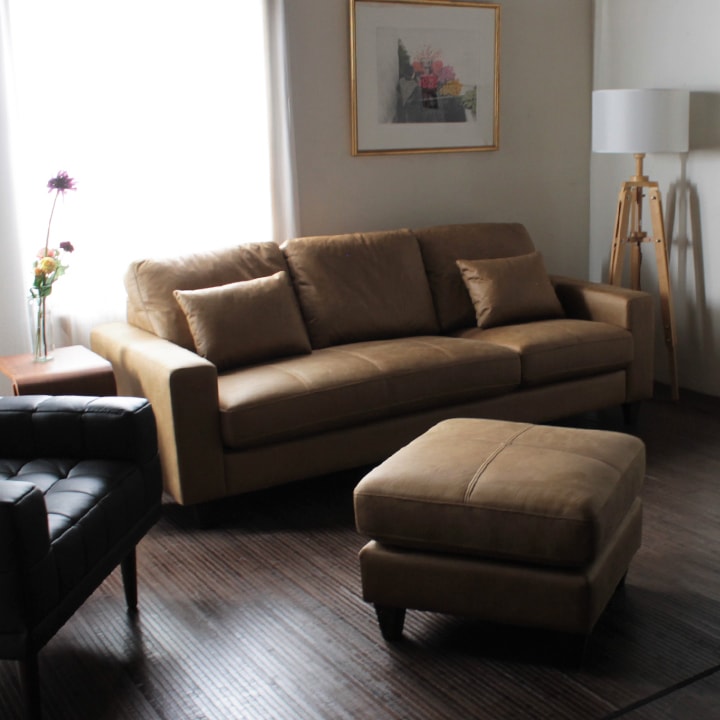 ソファー ソファ カウチソファ 3人掛けソファ コンパクト カウチ コーナー L字 ローバック 3シート シンプル モダン ポケットコイル クッション付き 茶 ブラウン ヴィンテージ調 Lelax Valencia-C リラックス バレンシア 幅198cm 布地 合成皮革