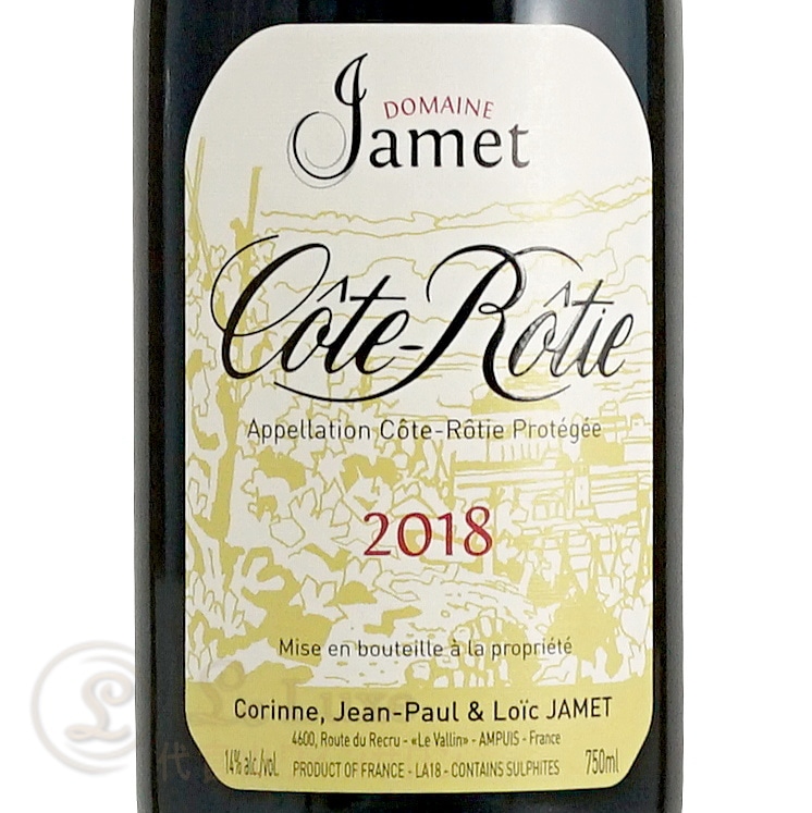 辛口　ロティ　コート　ドメーヌ　Jamet　Rotie　750ml　ジャメ　正規品　赤ワイン　Cote　Domaine　Rouge-　2018　ルージュ