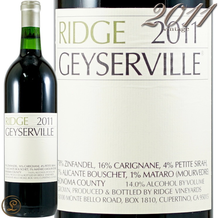 2011 リッジ ガイザーヴィル 赤ワイン フルボディ 辛口 750ml Ridge