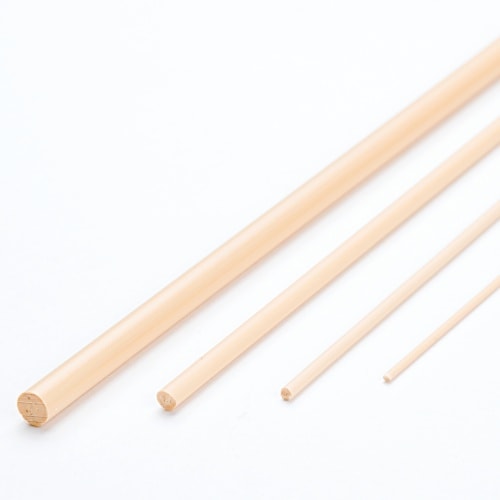 塩ビ木目丸棒 400mm | 建築模型材料,棒状の素材,白木丸棒材