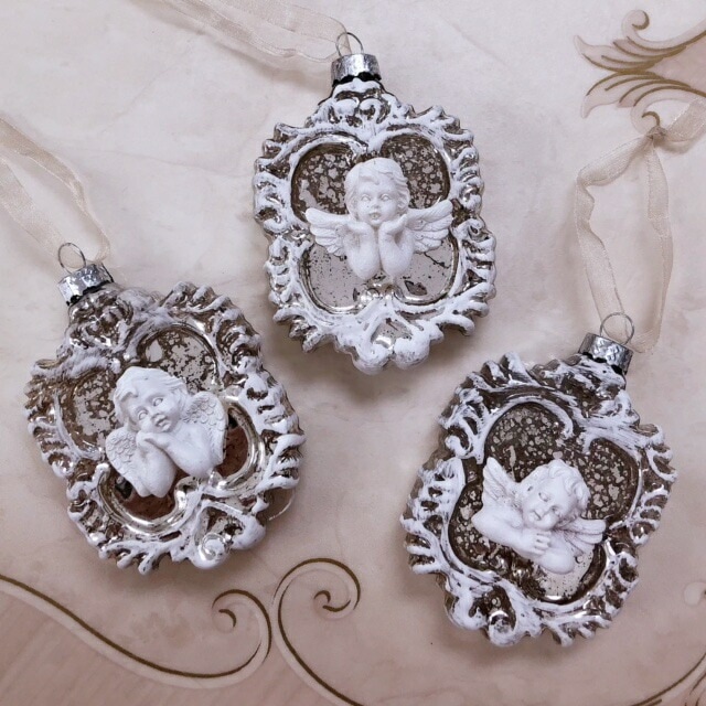 マチルドエム　エンジェルオーナメント３Pセット　【薔薇雑貨　ローズ　エンジェル　天使　インテリア　オブジェ　置き物　ギフト　プレゼント】