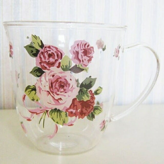 耐熱ガラスマグカップ　ローズヴィーナス　日本製　【薔薇雑貨　ローズ雑貨　コップ　グラス　洋食器　キッチン雑貨　ティータイム　プレゼント】