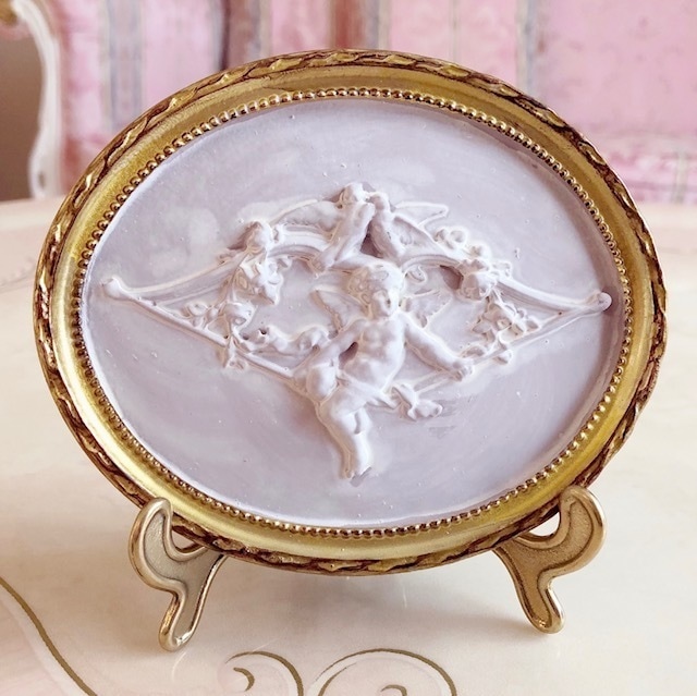 クラシック壁掛け　オーバル　【薔薇雑貨　インテリア雑貨　額　ローズ　ロココ　天使　エンジェル　カメオ】