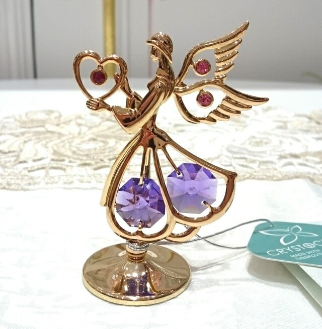 スワロフスキー　エンジェル（小）　【キラキラ小物　インテリア雑貨　置物　ギフト　プレゼント　お祝い　プリンセス】
