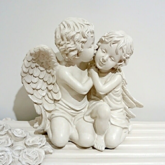 ファーストキス　ガーデニングレジン　【薔薇雑貨　天使雑貨　エンゼル　天使　プリンセス　ロココ　置物　エクステリア　お祝い　プレゼント】