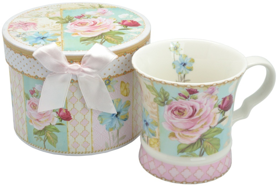 ギフトボックス入りマグカップ　【薔薇雑貨　ローズ雑貨　ティーカップ　食器　グラス　小物入れ　箱　プレゼント　贈答品】