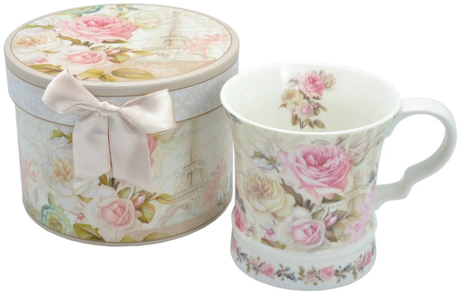 ギフトボックス入りマグカップ　【薔薇雑貨　ローズ雑貨　ティーカップ　食器　グラス　小物入れ　箱　プレゼント　贈答品】