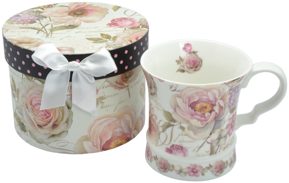ギフトボックス入りマグカップ　【薔薇雑貨　ローズ雑貨　ティーカップ　食器　グラス　小物入れ　箱　プレゼント　贈答品】