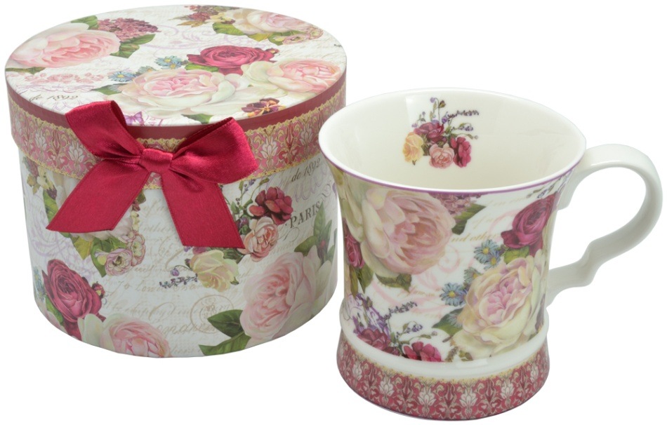 ギフトボックス入りマグカップ　【薔薇雑貨　ローズ雑貨　ティーカップ　食器　グラス　小物入れ　箱　プレゼント　贈答品】